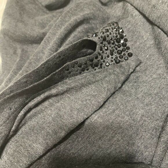 graham spencer solid charcoal gray rhinestone tank cowl neck top small - Picture 3 of 6